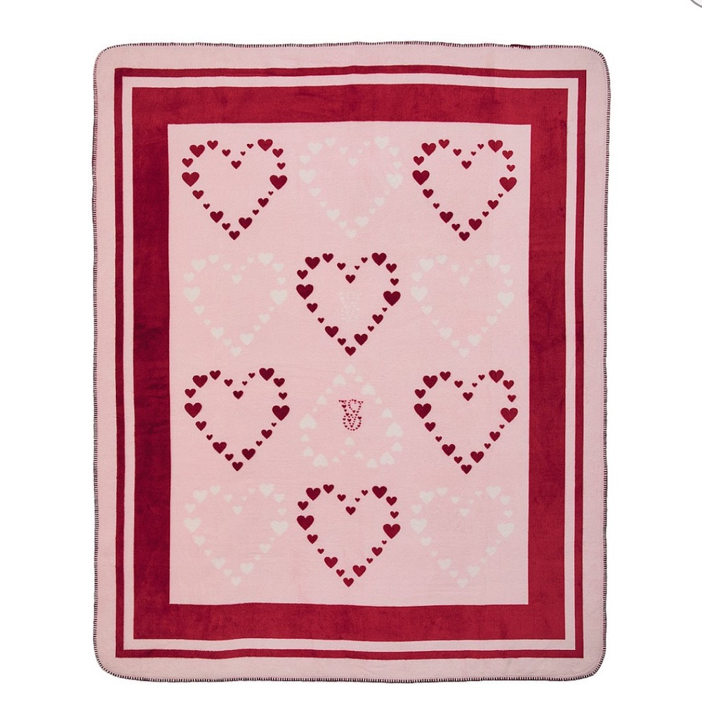 Victoria's Secret Pink and Red Heart Blanket brand new